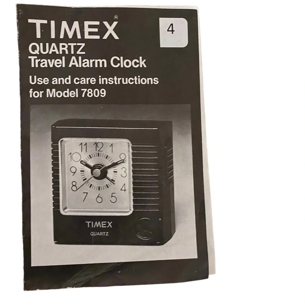 Vintage Timex Model 7809 Travel Alarm Black
